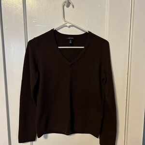 BRAND NEW Lands End brown v neck sweater